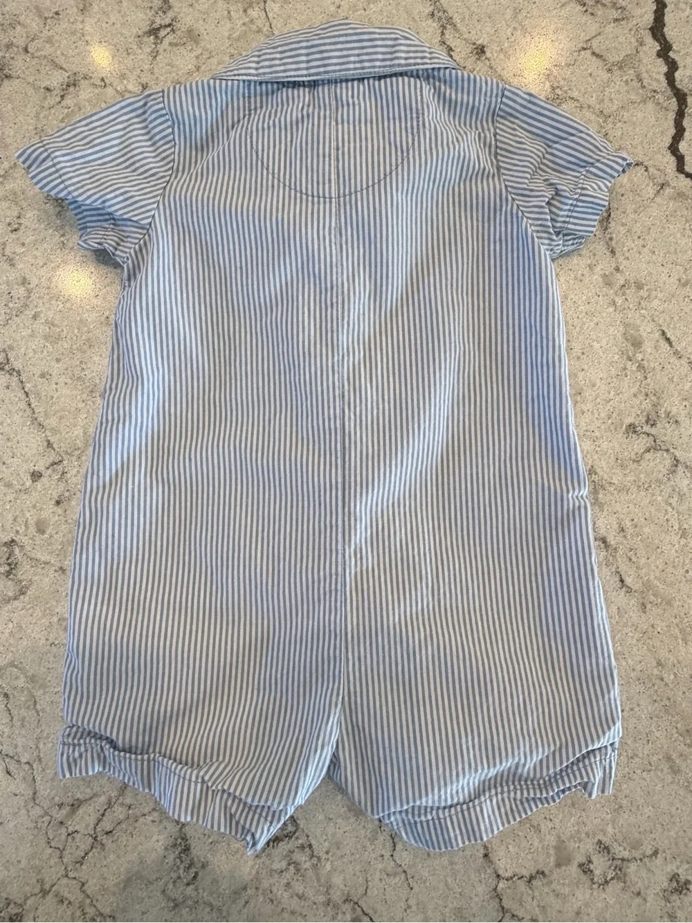 Just One You by Carter’s Baby Blue Stripe Bunny Pocket Romper 6 Months